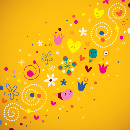 nature love harmony retro abstract art vector illustrationのイラスト素材