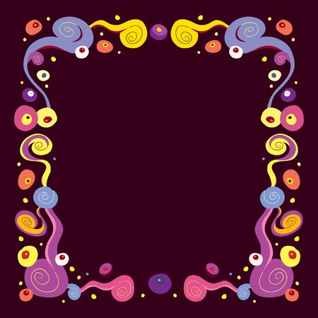 psychedelic retro abstract art frame borderのイラスト素材