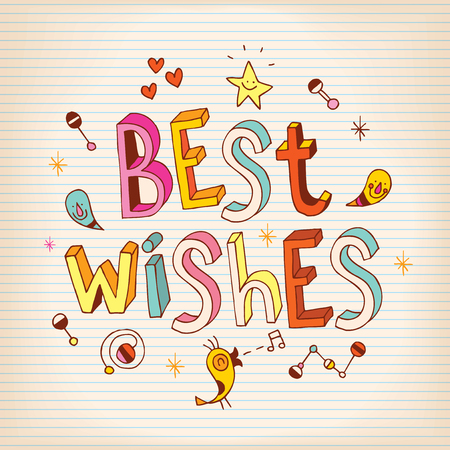 Best Wishes lettering design greeting cardのイラスト素材