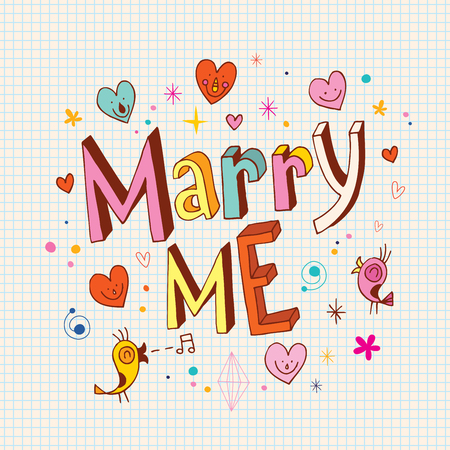 Marry me type lettering decorative text designのイラスト素材