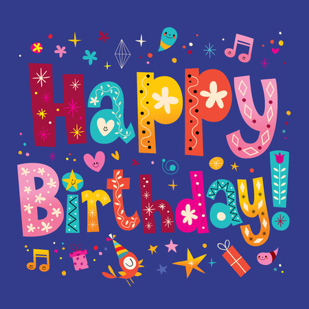 Happy Birthday text decorative type unique letteringのイラスト素材