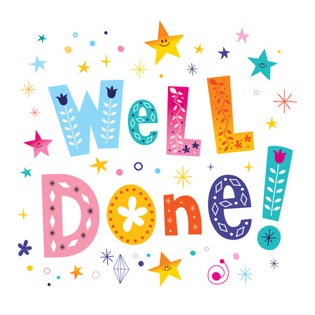 well done decorative lettering text greeting card