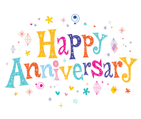 Happy Anniversary decorative lettering text design Happy Anniversary decorative lettering text design