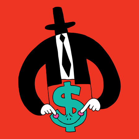 Illustration of man holding dollar signのイラスト素材