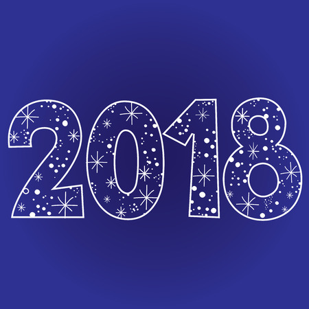 2018 new year two thousand eighteen decorative numberのイラスト素材