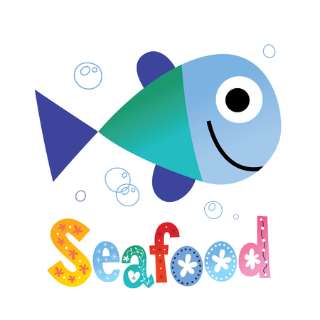 Seafood with fish illustrationの写真素材