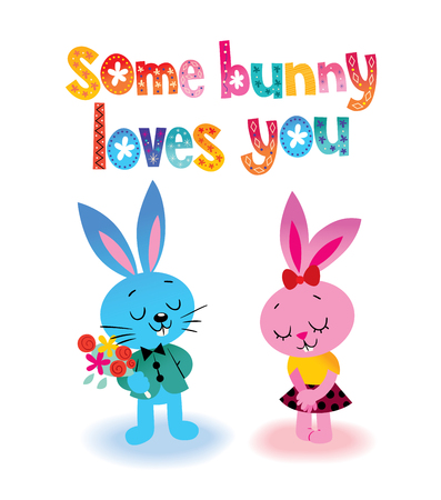 Some bunny loves you illustration.のイラスト素材