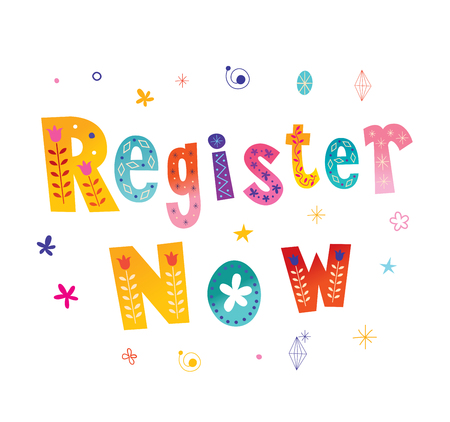 register now button lettering designのイラスト素材