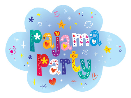 Pajama party unique lettering designのイラスト素材