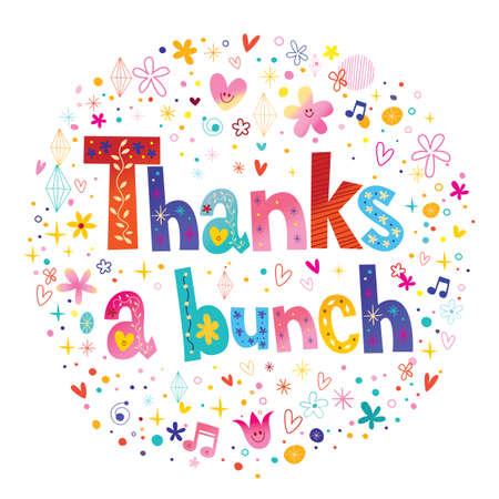 Thanks A Bunch unique lettering decorative text cardのイラスト素材