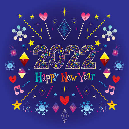 Happy New Year 2022 greeting cardのイラスト素材