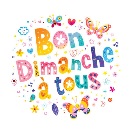 Good Sunday to all in Frenchのイラスト素材