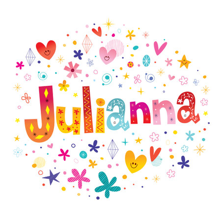 Julianna girl's name of Latin origin decorative lettering type designのイラスト素材