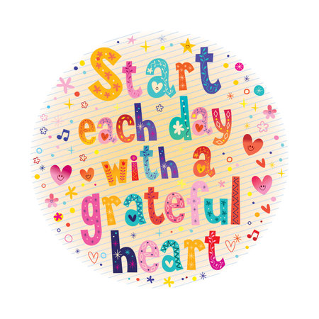 Start each day with a grateful heart gratitude changes everything  inspirational design with unique letteringのイラスト素材