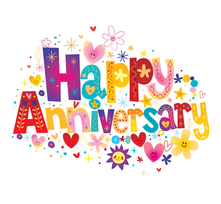 Happy Anniversary greeting card with unique letteringのイラスト素材