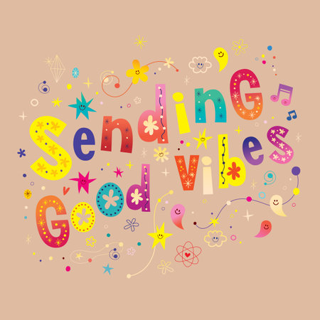 Sending good vibes - this greeting card will be a great way to communicate good wishes and positive hopes to someoneのイラスト素材
