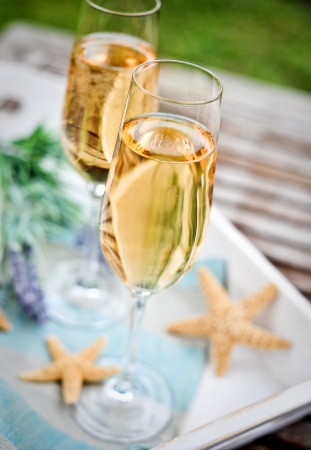 two glasses of champagne の写真素材