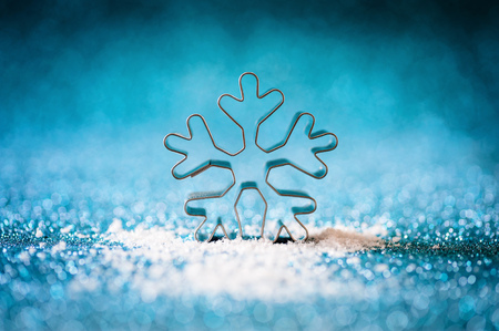 Snowflake on blue backgroundの写真素材