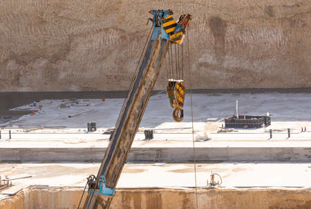 Close up to winch crane hook for construction work