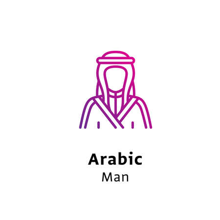 Arabic Man written black color with amazing purple gradient iconのイラスト素材