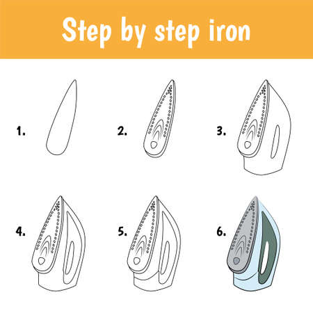 Easy educational game for kids. Simple level of difficulty. Gaming and education. Tutorial for drawing ironのイラスト素材