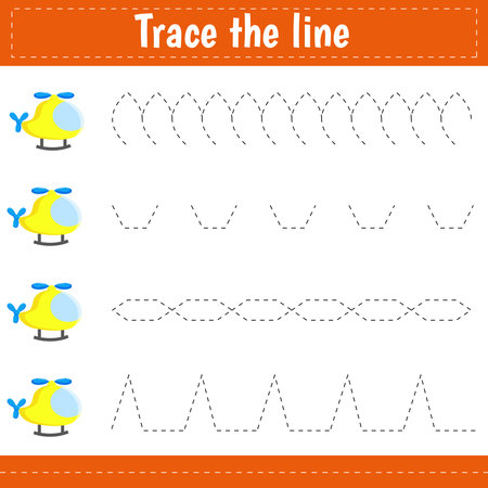 Handwriting practice sheet. Educational children educational game, printable worksheet for kids. Trace the lineのイラスト素材