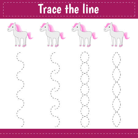 Trace line worksheet for kids practicing fine motor skills. Educational game for preschool children. vector illustration.のイラスト素材