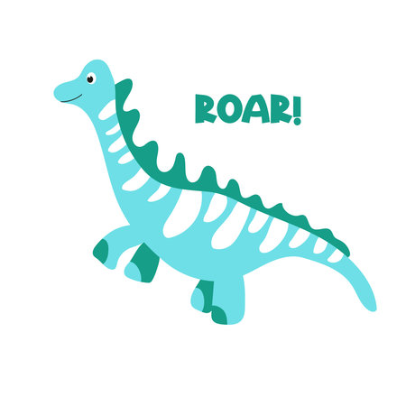 Cute hand drawn dinosaur for kids fashion, textile, posters, banners. Blue. green. vector illustrationのイラスト素材