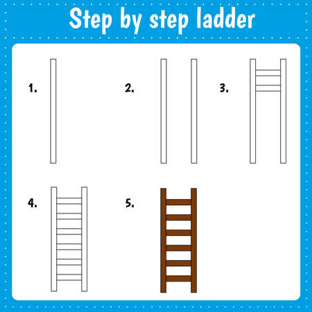 How to draw ladder. Educational page for children.のイラスト素材