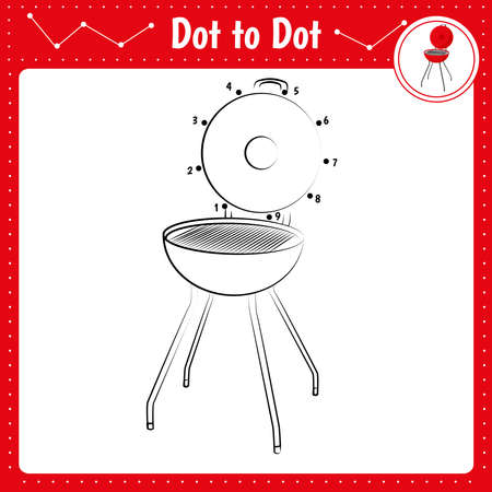 Connect the dots. Dot to dot educational game. Coloring book for preschool kids activity about learning counting number and handwriting practice worksheet. vector illustration. Barbecueのイラスト素材