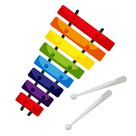 Children's xylophone. Cartoon Xylophone isolated on white background. Xylophone musical instrument. vector illustrationのイラスト素材