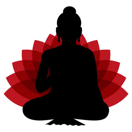 Happy Buddha Purnima. Meditating Buddha. vector illustrationのイラスト素材