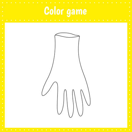 Coloring page of a glove for kids education and activity. Vector black and white illustration on white backgroundのイラスト素材