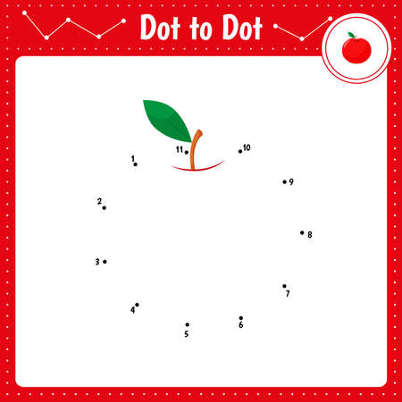 Connect the dots. Apple. fruit. Dot to dot educational game. Coloring book for preschool kids activity worksheet. vector illustration.のイラスト素材