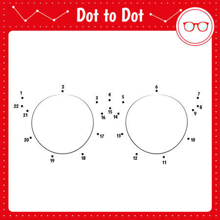 Connect the dots. Glasses. Dot to dot educational game. Coloring book for preschool kids activity worksheet. vector illustration.のイラスト素材