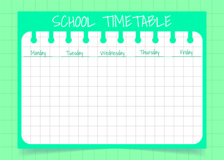 School timetable template for kids. weekly planner. paper in cells. Schedule design template.のイラスト素材
