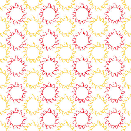 Line art seamless sun pattern for kids fabric, textile, posters, postcards. weather backgroundのイラスト素材