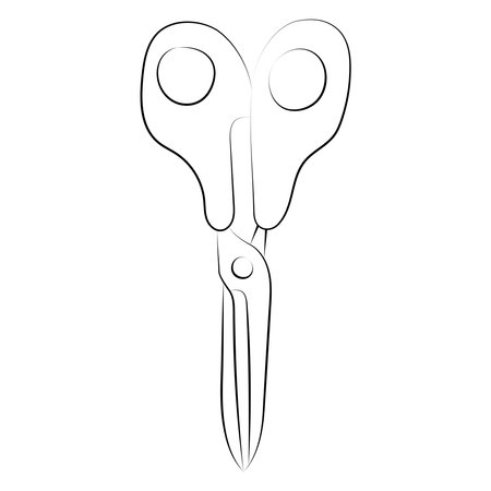 Line art scissors icon. outline tool. Black and white illustration.のイラスト素材