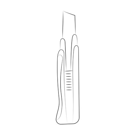 Linear stationery knife icon, office and construction tool isolated on white background. cutter knifeのイラスト素材