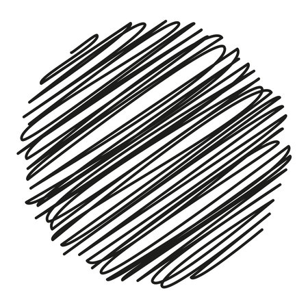 Circle Scribble. Hand drawn lines. Forms of pen scribbles. Spots, curves, linesのイラスト素材