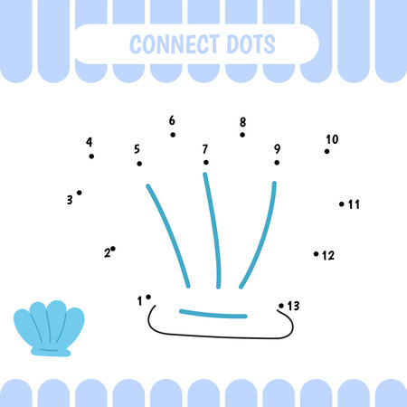 Dot to dot educational game for preschool kids. Activity worksheet. Shell. Vector Illustration.のイラスト素材