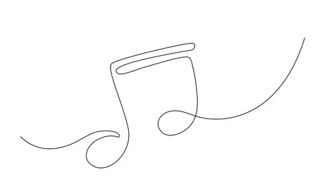 Continuous One line drawing musical note. Outline sketch in simple linear style. Editable strokeのイラスト素材