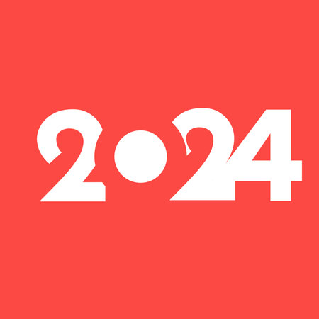 Modern 2024 new year card with numbers. Creative banner design template. Vector のイラスト素材