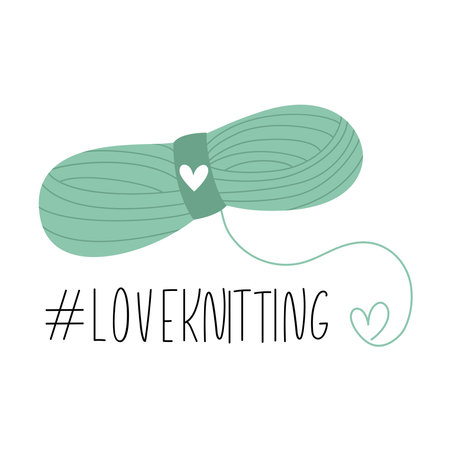 Creative card with inspirational hashtag love knitting.Inspirational Postcard designのイラスト素材