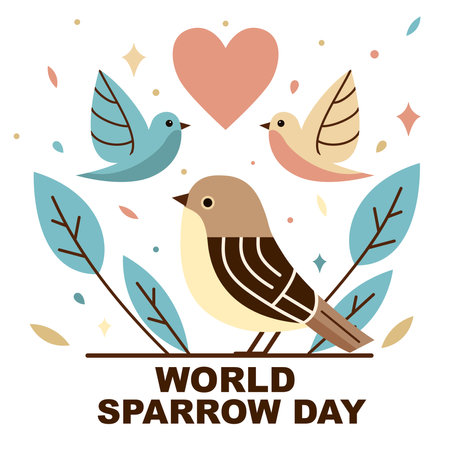 World Sparrow Day. Cute hand drawn birds in doodle style. Vector illustration&#xA;のイラスト素材