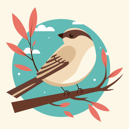 World Sparrow Day. Hello spring poster. Cute hand drawn bird. Vector illustration&#xA;のイラスト素材