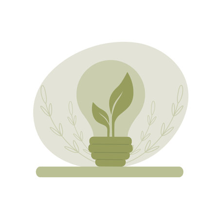 Green lightbulb with leaves inside.  Renewable energy concept. World environment day. Environmental protection business concept. Vectorのイラスト素材