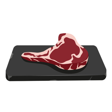 Uncooked beef steak on stone tray. Fresh red meat. Vector illustration&#xD;のイラスト素材