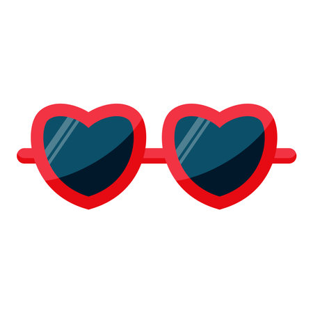 Red heart shape sunglasses in heart shape. Vintage sun glasses. Vector illustrationのイラスト素材