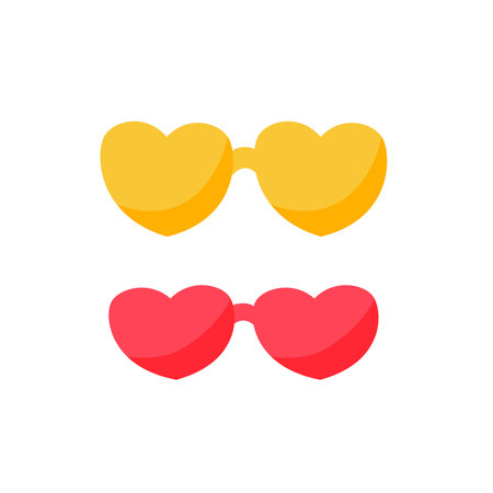 Red heart shape sunglasses. Retro valentine's sun glasses for kids. Vector illustration&#xA;のイラスト素材